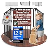 Heimfleiss® Kaminschutzgitter Baby mit Sicherheitsverschluss | Ofenschutzgitter für Kinder & Hunde | Kamingitter Kinderschutz aus Stahl | Universal nutzbar als Ofengitter, Treppengitter & Türgitter
