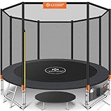 KESSER® Trampolin | Komplettset mit Sicherheitsnetz, Leiter, Randabdeckung & Zubehör | Kindertrampolin Gartentrampolin Belastbarkeit 150 kg (Anthrazit/Orange, 244 cm)