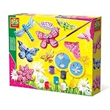 SES Creative | Gipsmodellierset Glitzerschmetterlinge | Große Form + Farbe und Glitzer | Gips schnell trocknend | Kreative Aktivität für Kinder | Leicht zu reinigen | Geschenkidee Ab 5 Jahren