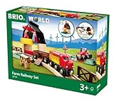 BRIO World 33719 Bahn Bauernhof Set - Holzeisenbahn mit Bauernhof, Tieren und Holzschienen - Kleinkinderspielzeug empfohlen ab 3 Jahren