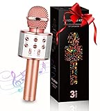 Mikrofon Kinder, Bluetooth Mikrofon Geschenke für Kinder Mädchen Spielzeug 3-12 Jahre, Tragbares Karaoke Mikrofon Geschenke Spielzeug für Teenager Mädchen Jungen - Einschulung Mädchen