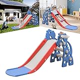 YARDIN 2 in 1 Kinder Rutsche Indoor für ab 1 Jahr, Kinderrutsche Kinder Spielgeräte mit Basketballkorb und Klettergerüst, Kleinkinderrutsche Babyrutsche Gartenrutsche Outdoor Kinder Spielplatz