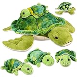 Aoriher Plüsch Schildkröte 12 Zoll mit 4 Stücke Kleine Mini Weicher Meer Stofftier Spielzeug Dekokissen für Geburtstag Dekoration