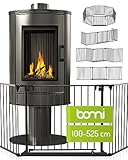 BOMI Kaminschutzgitter Baby Milo bis 525 cm | XXL Tür: 75 cm Kamingitter Ofengitter| Ofenschutzgitter Kaminschutz Kachelofen, Kamin, Pelletofen | Gitter Kinderschutz Ofenschutz 500 ohne bohren Schwarz