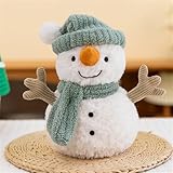 Ueiwffzo Weihnachten Kuscheltier Schneemann, 25cm Weihnachten Schneemann Plüschtier Plüschpuppe Stofftier Plüsch Spielzeug für Kinder Mädchen Jungen (A mit Schal und Hut)