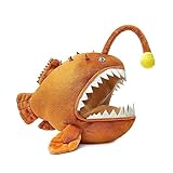 PuffPurrs Anglerfisch Plüschtier - 12' brauner Anglerfisch, gruselige Stofftiere, echte Meerestiere Goosefish Lanternfish Plüsch, Geschenk für Kinder, Geburtstag, Weihnachten, Halloween, Dekoration