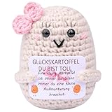 Mwmoeen Lustige Positive Kartoffel Pocket Hug, Kreative Strickwolle Glückskartoffel mit Mini Positiver Energiekarte, kartoffel glücksbringer, lustige Geschenke für Frauen Freundin (K3