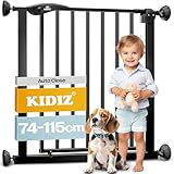 KIDIZ® Türschutzgitter Absperrgitter Treppengitter Kindergitter | Gitter Haustier | ohne Bohren | beidseitig schwenkbar, Farbe: Schwarz, Größe: 88-101 cm