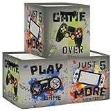 Clastyle 3 Stück Videospiel Kinder Aufbewahrungsbox Stoff für Kallax Faltbar Aufbewahrungskorb Klein Junge Schrank Organizer Kleiderschrank für Regal,Graffiti,30x30x30 cm