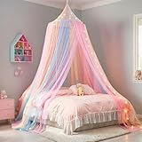 Pluvyze Betthimmel Mädchen Betthimmel Kinder Baldachin Kinderzimmer Moskitonetz Bett Prinzessinnen-Atmosphäre Geeignet für Doppelbett und Einzelbett für Reisen und Zu Hause Indoor Outdoor