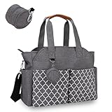 Bizcasa Baby Wickeltasche, 13 Taschen, Reise Wickeltasche Henkeltaschen Portable Babytasche mit Schnullertasche, Großer Stauraum für alle Babyzubehörteile (Grau)