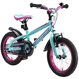 BIKESTAR Kinderfahrrad 14 Zoll für Mädchen und Jungen ab 4 Jahre | Kinderrad Urban Jungle | Fahrrad für Kinder Türkis & Berry | Risikofrei Testen