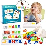 EUCOCO Montessori Spielzeug ab 1-6 Jahre Mädchen Junge,Geschenke zur Einschulung Geschenk Junge Mädchen 3-7 Jahre Spielzeug ab 3 4 5 6 Jahren Jungen Mädchen Lesen Lernen Buchstaben Schablone