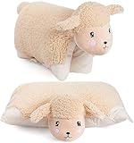 BRUBAKER Kuscheltier-Kissen Schaf - 2 in 1 Plüschtier und Kuschelkissen - 40 x 30 cm Dekokissen - aufklappbares Kinder Plüschkissen mit Klettverschluss - Tierkissen Schafkissen Stofftier - Braun