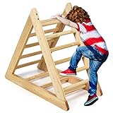 COSTWAY Kletterdreieck aus Holz, Klettergerüst für Kleinkinder ab 3 Jahren, zur Entwicklung grobmotorischer Fähigkeiten (Natur)
