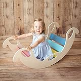 NOBSI Kletterbogen für Kinder - Indoor Bogenwippe aus Holz | Handgemachte Holzwippe zum Klettern | Bogen nach Pikler Kletterdreieck & Montessori Wippe | Baby & Kleinkind Klettergerüst - Bunt