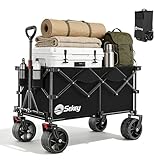 Sekey XXL Plus Bollerwagen Faltbar 200L 200KG Belastbar, Faltbollerwagen mit Extra Breite 17x10 cm All-Terrain-Räder Handwagen, Patentiert 4-Wege-Sofortaufbau Transportwagen, Schwarz