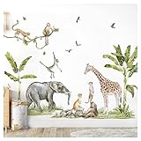 Grandora XXL Wandsticker Set Safari Baum Tiere Wandtattoo für Kinderzimmer DL764-2