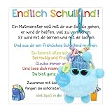 Capaneus Schlüsselanhänger Schulkind, Glücksbringer Schulanfang Junge, Einschulung Glücksbringer Schule, Endlich Schulkind Schlüsselanhänger, Geschenk Einschulung (Blau)