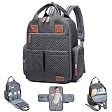 Darmowade Wickelrucksack, Baby Wickeltasche Mit Tragbarer Wickelunterlage Kinderwagengurte, Große Kapazität Und Multifunktionale Reisetasche Für Mama Oder Papa, Grau