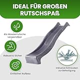 Gartenwelt Riegelsberger Wellenrutsche 290 cm Anthrazit mit Wasseranschluss Anbaurutsche für Podesthöhe 150 cm Kinderrutsche für Spielturm oder Schaukel inkl. Montageschrauben