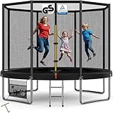 Devoko Trampolin Outdoor Ø 183/228/305/366/427 cm TÜV Rheinland GS-Zertifikat, Indoor Trampolin Kinder Gartentrampoline, Komplettset mit Schuhnetz, Leiter, Randabdeckung, Sicherheitsnetz