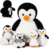 Aoriher 7 Stück Pinguin Plüschtier Set 14 Zoll Pinguin Mama und Plüschbabys mit 2 Eiern Eingewickelt in Weiches Süßes Pinguin Plüschtier für Kinder Schüler Schulanfang Klassenzimmer