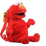 Plüsch-Rucksack, Sesamstraße, Schultasche, Cartoon-Elmo, Krümelmonster, großer Vogel, gefüllter Rucksack, 46 cm (rot)