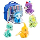 RBSFL Dinosaurier Plüschtier Set mit Tragetasche, 5 Niedliche Dinosaurier Kuscheltier, Weiche Dinosaurier Stofftier, Weich Stoffpuppen Perfektes Baby Plüsch Geschenk für Jungen und Mädchen