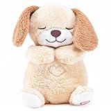 Kögler 45239 - Atmendes Einschlaf-Plüschtier Hund, ca. 26 cm groß, mit Atembewegungen und Leuchtfunktion auf Knopfdruck, mit Einschlafmusik für Babys und Kinder, batteriebetrieben