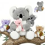 OUOZZZ 5 Stück Koala Kuscheltier Set, 30cm Weich Koala Plüschtier mit 4 Baby im Bauch - Baby Geburtstagsgeschenk für Mädchen Jungen Kinder