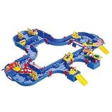 AquaPlay - Mega Lock Box - Wasserbahnset mit 5 Spielstationen und 62 Teilen, inklusive Amphibienauto, Containerboot, Fähre und 4 Spielfiguren, für Kinder ab 3 Jahren