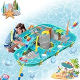 Wassertisch Spielzeug, Wasserspieltisch Kinder Outdoor, Wasserbahn Kind Draußen, Geeignet Für Kinder Ab 3+ Jahren, Enthält Angelspielzeug, Boote, Tierspielzeug