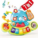 Hahaland Baby Spielzeug ab 6 Monate Mädchen,Elefant Musikspielzeug Motorikspielzeug,Musikinstrumente mit Licht & Klang Kinder Keyboard Babyspielzeug ab 1 Jahr Mädchen Jungen