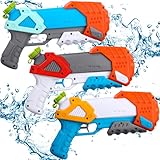 Wasserpistole für Kinder,Wasserpistole 3er Set Wasserpistolen Spritzpistolen Reichweite 10-11 Meter, Fassungsvermögen 800ml Wasserspaß Strand Spielzeug im Freien für Kinder und Erwachsene Strandpool