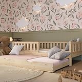 Crazy Pine Kinderbett mit Ausziehbett 90x190 cm – Kinderbett aus Naturholz mit Rausfallschutz – Montessori bett mit Schublade mit Schlaffunktion und Abnehmbarer Barriere - Crazy Basic