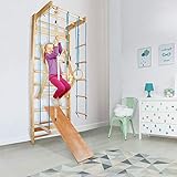CCLIFE Sprossenwand Turnwand Gym Klettergerüst Holz Sportgerät Kletterwand mit Stange Fitness Kinder Erwachsener