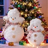 Weihnachtdeko Schneemann Kuscheltier, 2 Stück Weihnachtsdeko innen Schneemann Kuscheltier, Süße Schneemänner Deko Figuren Plüschtier, Weihnachten Deko Innen Plüsch Puppe, für Weihnachts Geschenk (A)