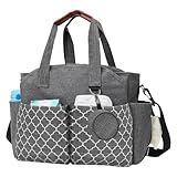 MEYAGOT Baby Wickeltasche, Babytasche, Reise Wickeltasche, Portable Babytasche, Umhängetasche Mit Schnullertasche Für Arbeit, Weekender, Grosse Kapazität Für Alle Babyzubehörteile, Grau