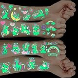 Einhorn Tattoo 10 Blatt, Geschenke für Mädchen ab 5 6 7 8 9 Jahre, Leucht Kindertattoos Spielzeug, Kleine Geschenke für Adventskalender 2025 Kinder, Nikolaus Weihnachtsgeschenke, Wichtelgeschenk