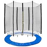 Arebos Trampolin Randabdeckung und Netz | Ersatznetz | Sicherheitsnetz | Gartentrampolin Trampolinnetz | Randabdeckung UV-beständig & wasserabweisend | 244 cm Netz für 6 Stangen