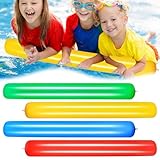 4 Stück Schwimmnudel Poolnudel, 105cm Schwimmstange Pool Wassernudel, Schwimmnudel Aufblasbar, Schwimmnudel Poolnudel Verbinder für Kinder und Erwachsene, zum Baden oder Aquasport