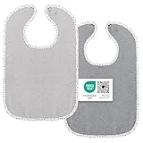Wörner Baby Lätzchen 2er Set - 2x Kinderlätzchen mit Druckknopf / 100% Baumwolle, OEKO-TEX® Standard 100, größenverstellbar, sehr saugfähig - Sterne Grau