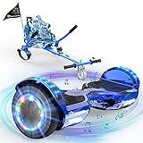 EVERCROSS 6,5' Hoverboards mit Sitz, Self Balance Scooter mit Bluetooth & LED, Hover Board mit Hoverkart mit 4Ah Batterie für Kinder Jügen Erwachsen Blau