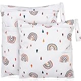 Loscarol,2 Stück wetbag Kindergarten groß，nasstasche Wet Bag windeltasche organizer，nassbeutel Kindergarten personalisiert for Baby stoffwindeln (Regenbogen)