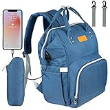 NEVEQ Baby Wickelrucksack, Babytasche für Reise, Wickeltasche Große Kapazität, Multifach Reise Rucksack Wasserdicht Fächer Babyflaschehälter (Dunkelblau)