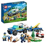LEGO 60369 City Mobiles Polizeihunde-Training, Polizeiauto-Spielzeug mit Anhänger, Hunde- und Welpenfiguren, Tier-Set für Kinder ab 5 Jahren