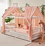 ALAVYA HOME® Hausbett 90x200 mit Rausfallschutz und Lattenrost | Kinderbett 90x200 für Mädchen und Jungen Massivholz der Buche FSC zertifizierter Haus Kinder Bett Montessori Jugendbett - Weiß