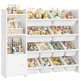 FOREHILL Kinderregal mit 12 Boxen Kinderschrank Holz Bücherregal für Kinder Aufbewahrungsbox Kinderzimmer Möbel mit Spielzeugkiste 112,5x100x30cm weiß