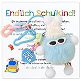 Schlüsselanhänger Schulkind,Glücksbringer Schulanfang,Geschenk Einschulung,Glücksbringer Einschulung,Endlich Schulkind Schlüsselanhänger,Kuscheltier Einschulung,Mutmacher Anhänger Mäppchen oder Ranzen